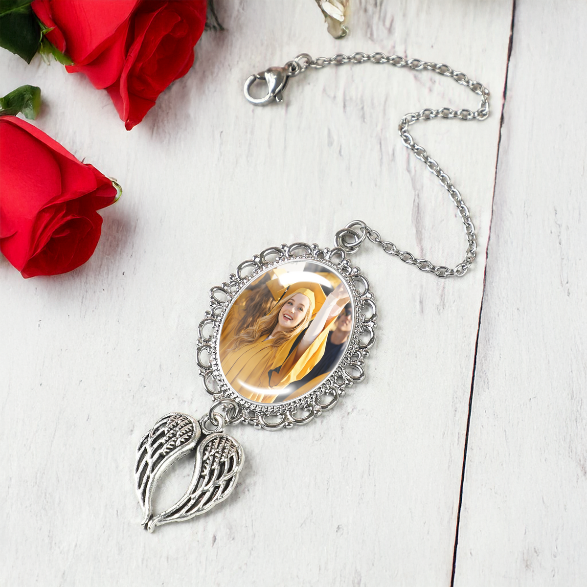 Custom Photo Charm With Angel Wings Graduation Tassel TH10 898969