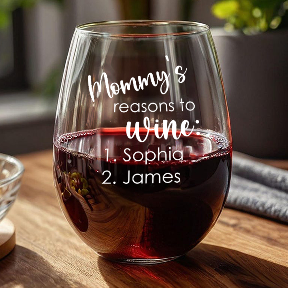 Custom Name Mom's Reasons to Wine Glass - Personalized Gift for Family LM32 899629