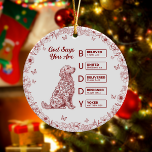 God says I Am Personalized Dog Breeds Chinoiserie Toile De Jouy Style Ceramic Ornament CH07 899242