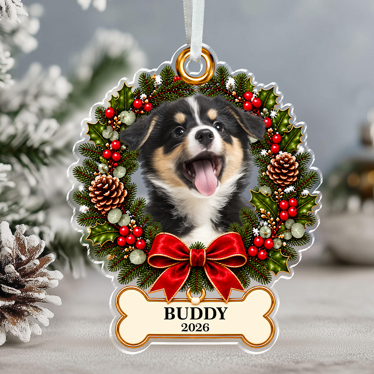 Personalized Pet Photo Christmas Acrylic Ornament Dog Lover Gift CH07 180746