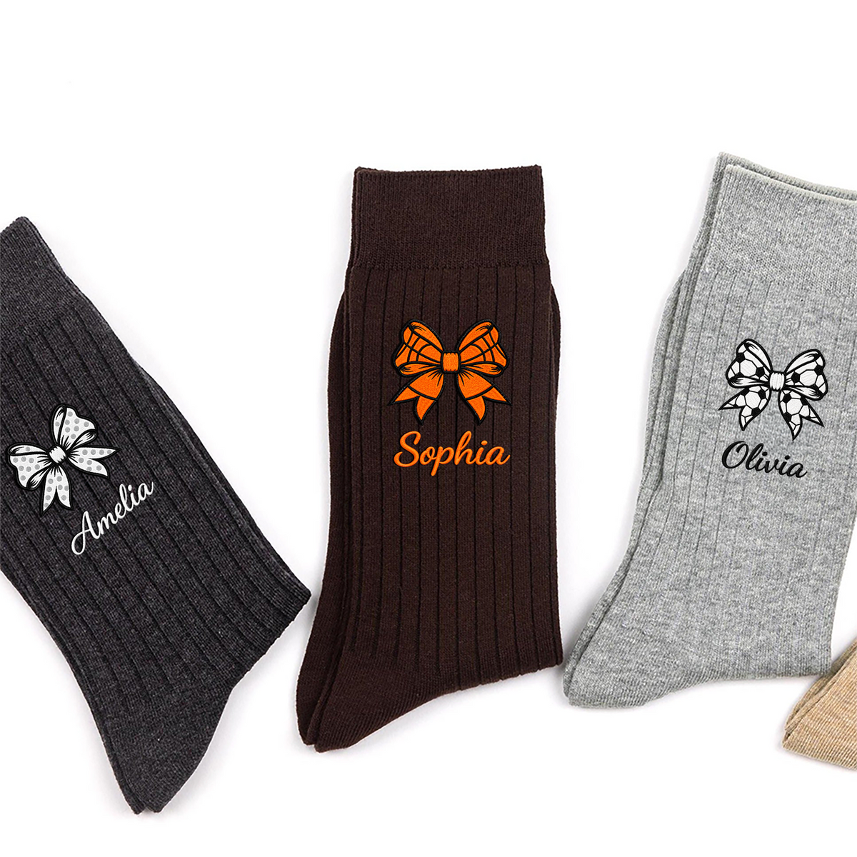 Personalized Name Coquette Bow Sports Embroidered Socks Gift For Her HA75 919492