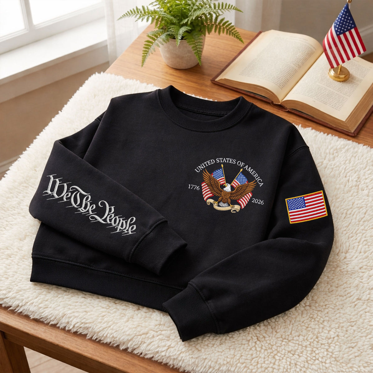 United States Of America 250th Anniversary 1776-2026 Eagle Sleeve Embroidered Sweatshirt LM32 899593
