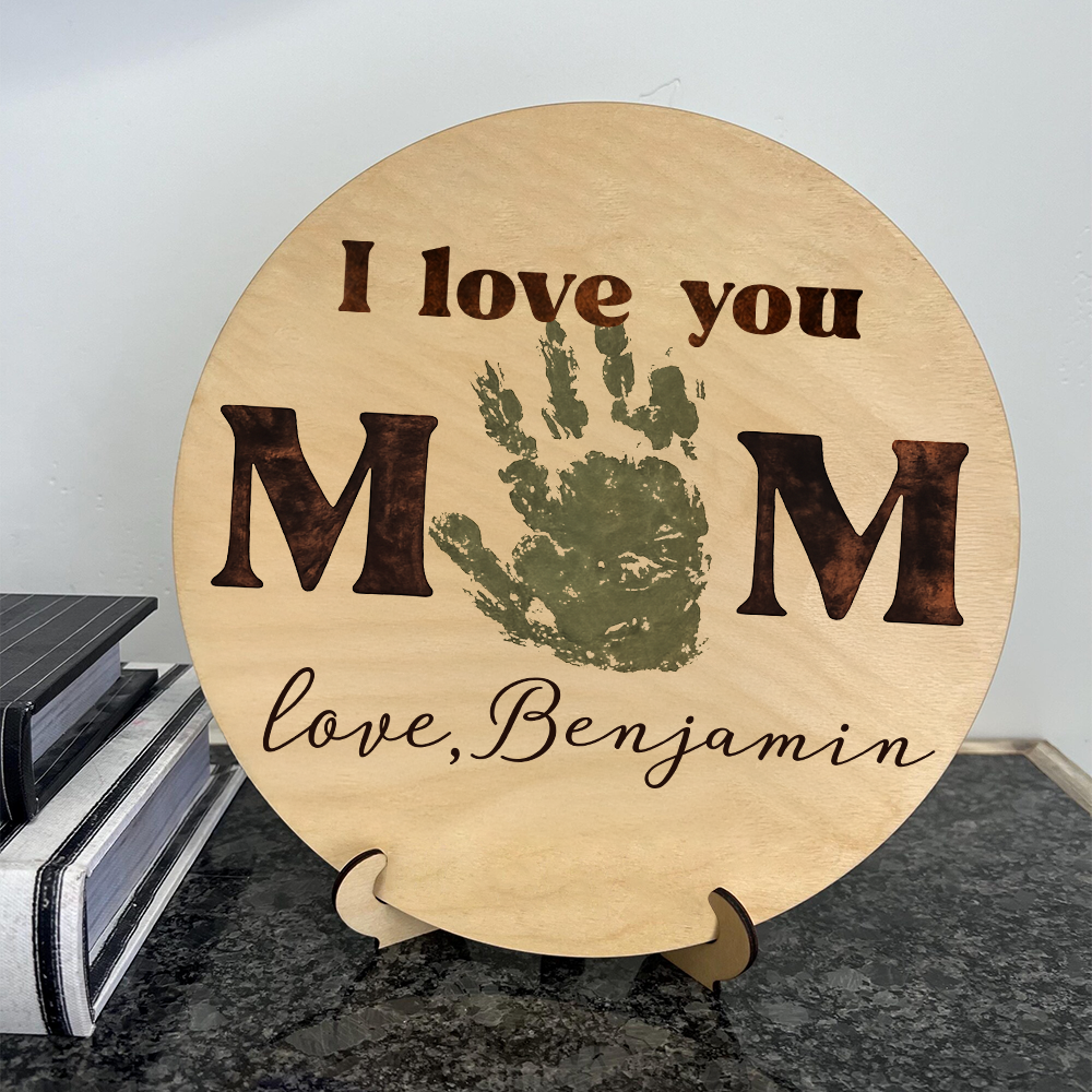 Personalized Dad, Mom Handprint Keepsake Gift 2-Layered Wooden Plaque TH10 898763