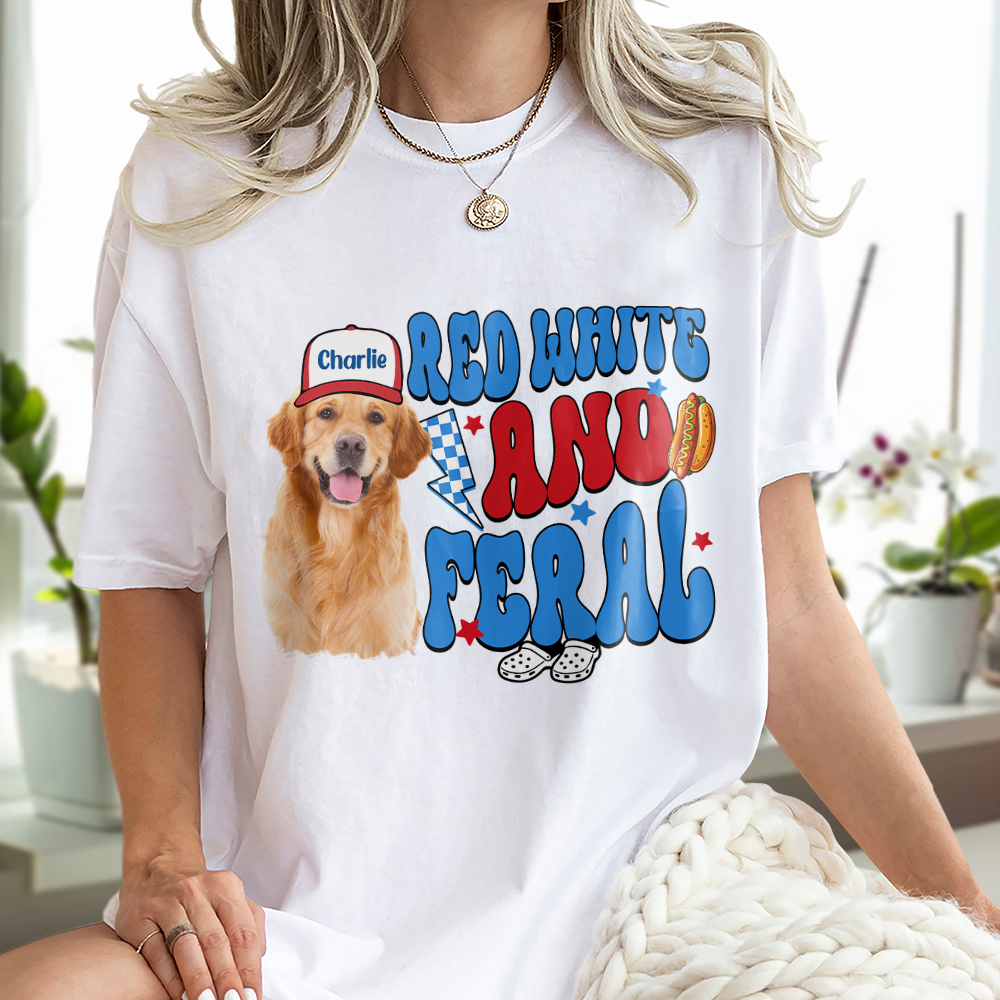 Custom Dog Cat Photo Red White And Feral Independence Day Bright Shirt LM32 893655