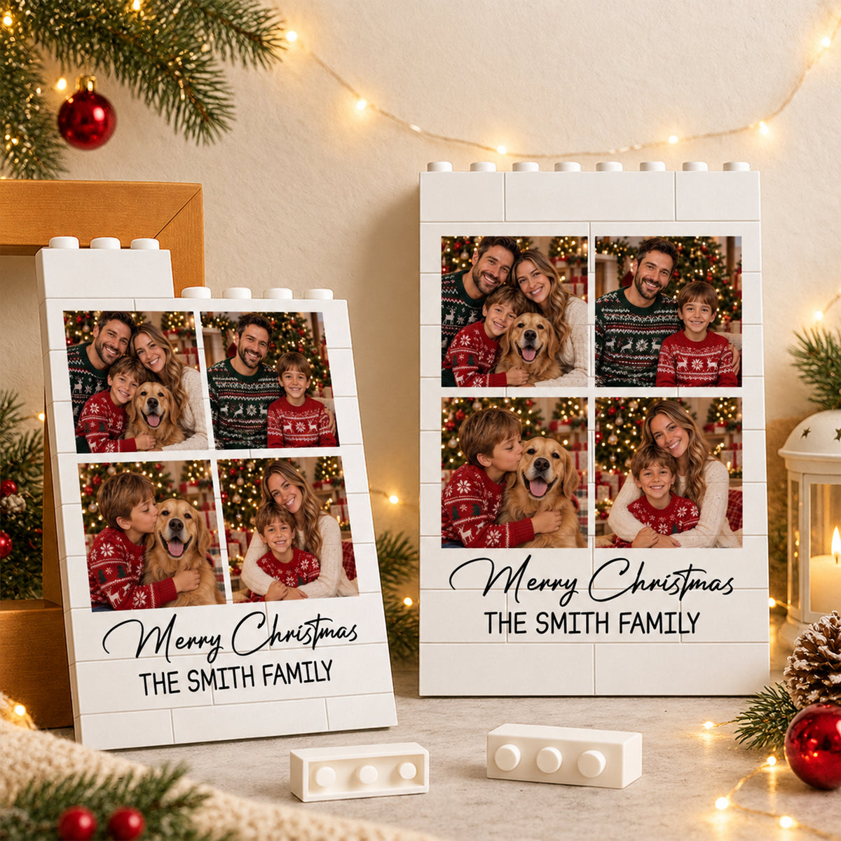 Personalized Family Photo Merry Christmas Building Brick Block CH07 180658
