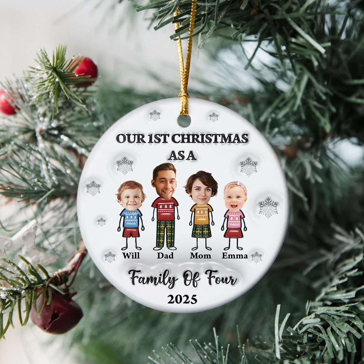 First Christmas As A Family Personalized 3D Inflated Effect Ceramic Ornament CH07 899496