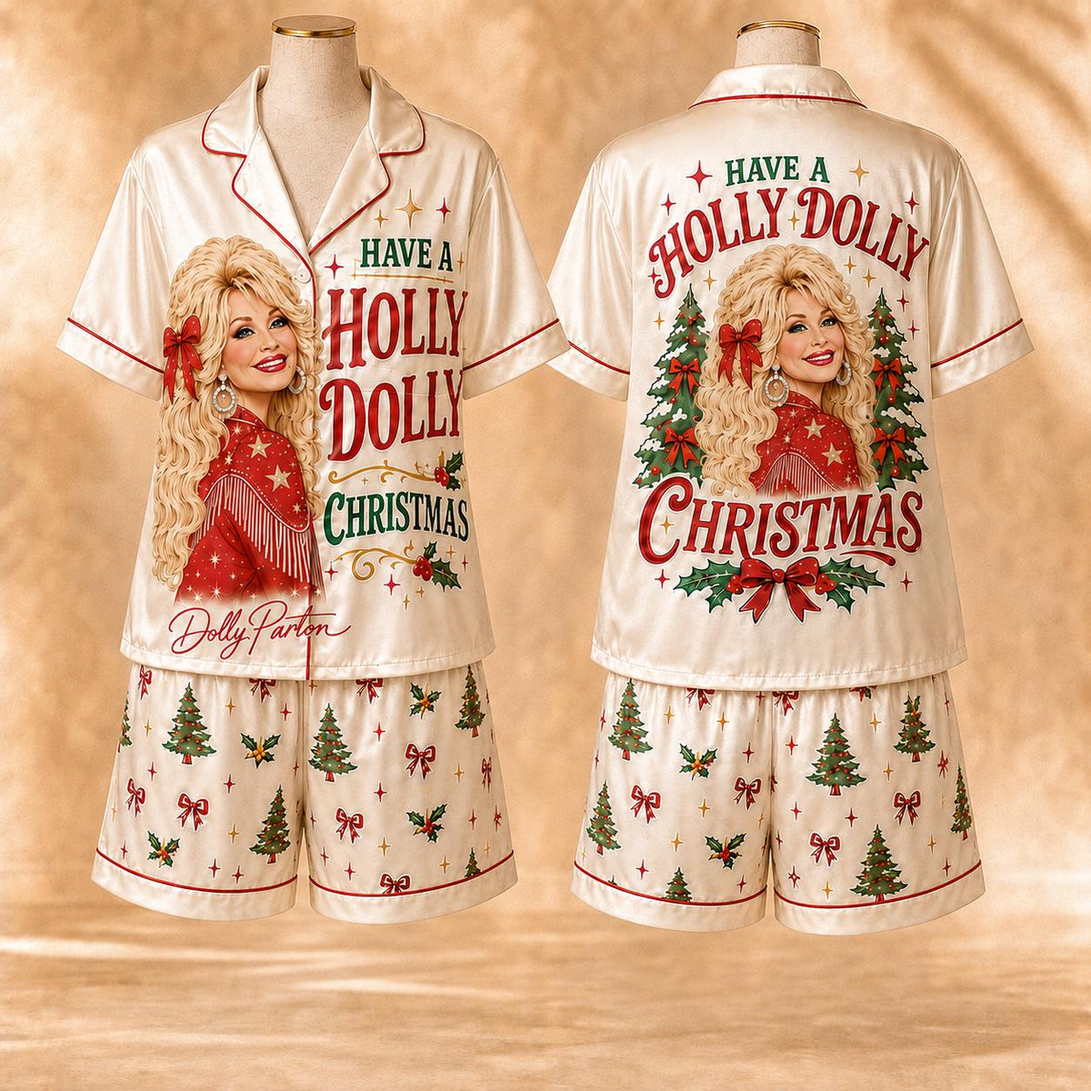 Have A Holly Pink Country Christmas Pajamas Set, Western Family Holiday PJs LM32 670157