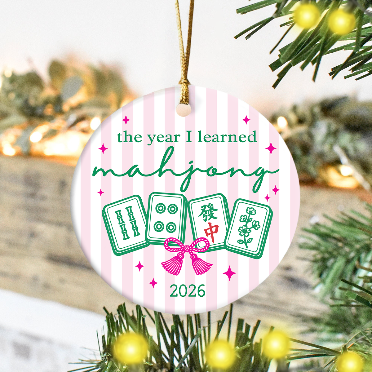 Personalized Mahjong Christmas Ceramic Ornament Mahjong Lover Gift, Christmas Tree Decoration LM32 670009