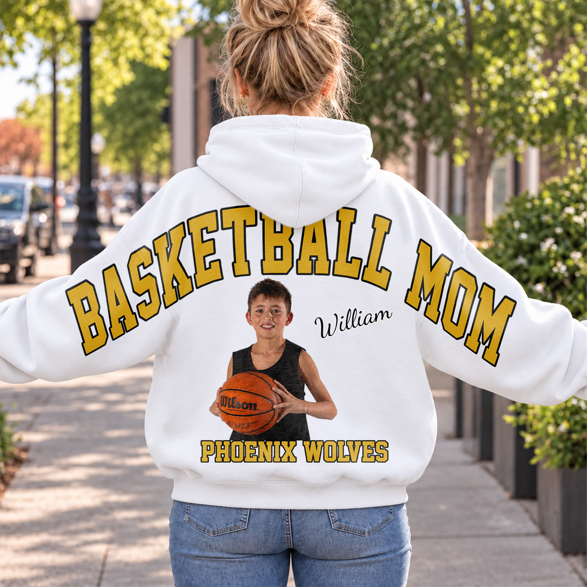 Custom Photo Basketball Mom Shoulder To Shoulder Sweatshirt CH07 181178