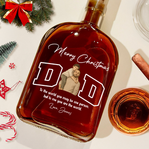 Custom Portrait Photo Merry Christmas Dad Kid Play Together Whiskey Bottle LM32 893867