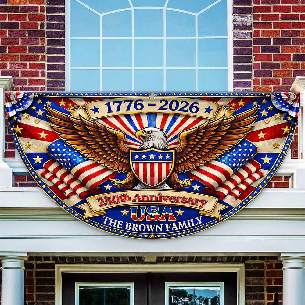 Custom Family Name America 250th Anniversary Non-Pleated Fan Flag HA75 921072