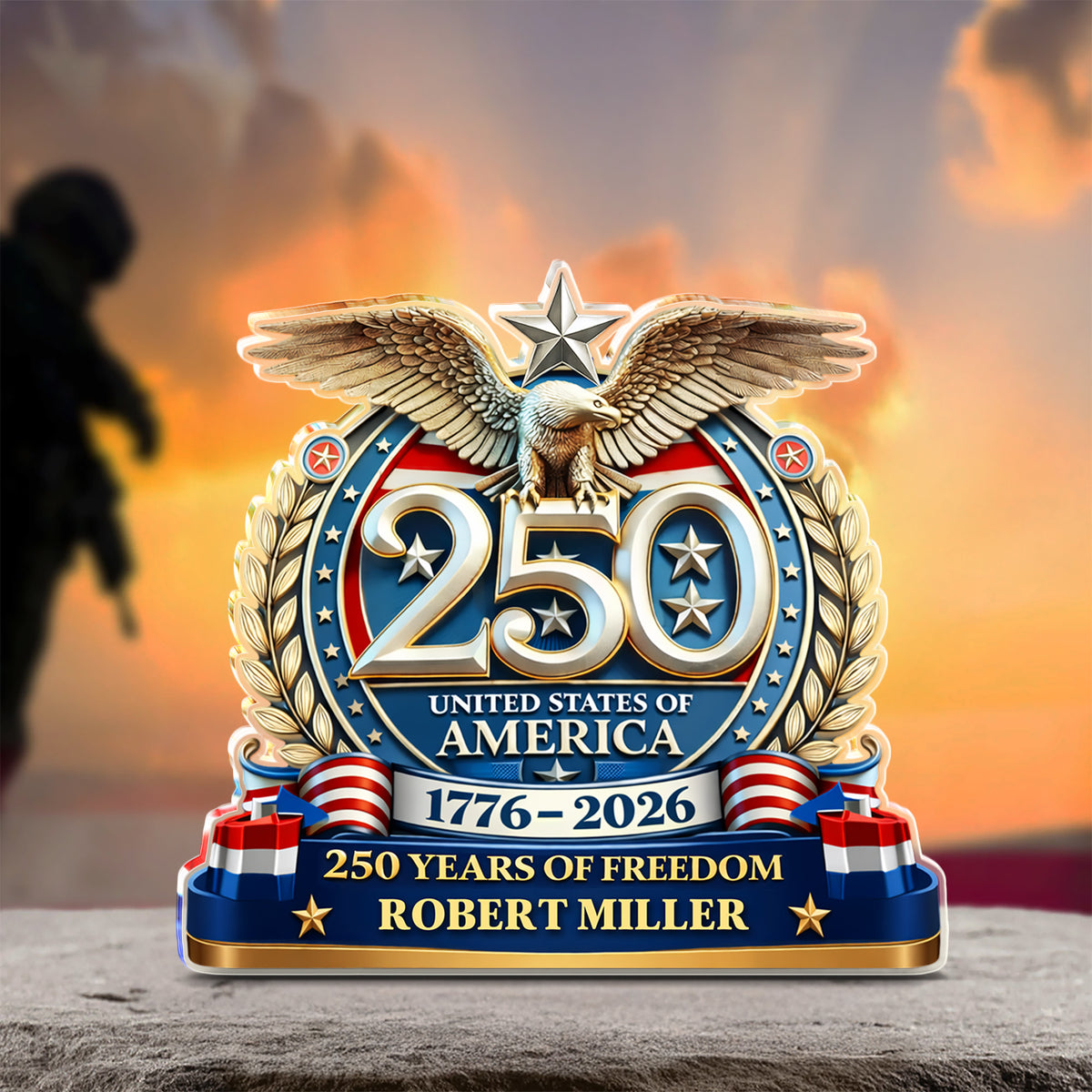 Personalized USA Eagles 250th Anniversary Semiquincentennial 1776-2026 Acrylic Block Plaque - Patriotic Memorial Decor HO82 901902