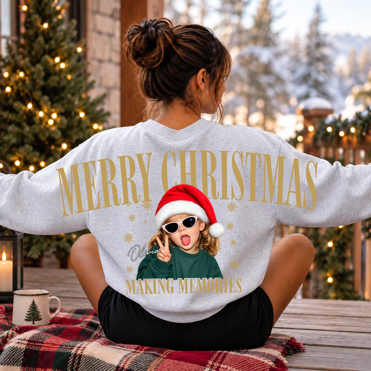 Custom Photo Merry Christmas Making Memories Shoulder to Shoulder Hoodie, Sweatshirt LM32 670477