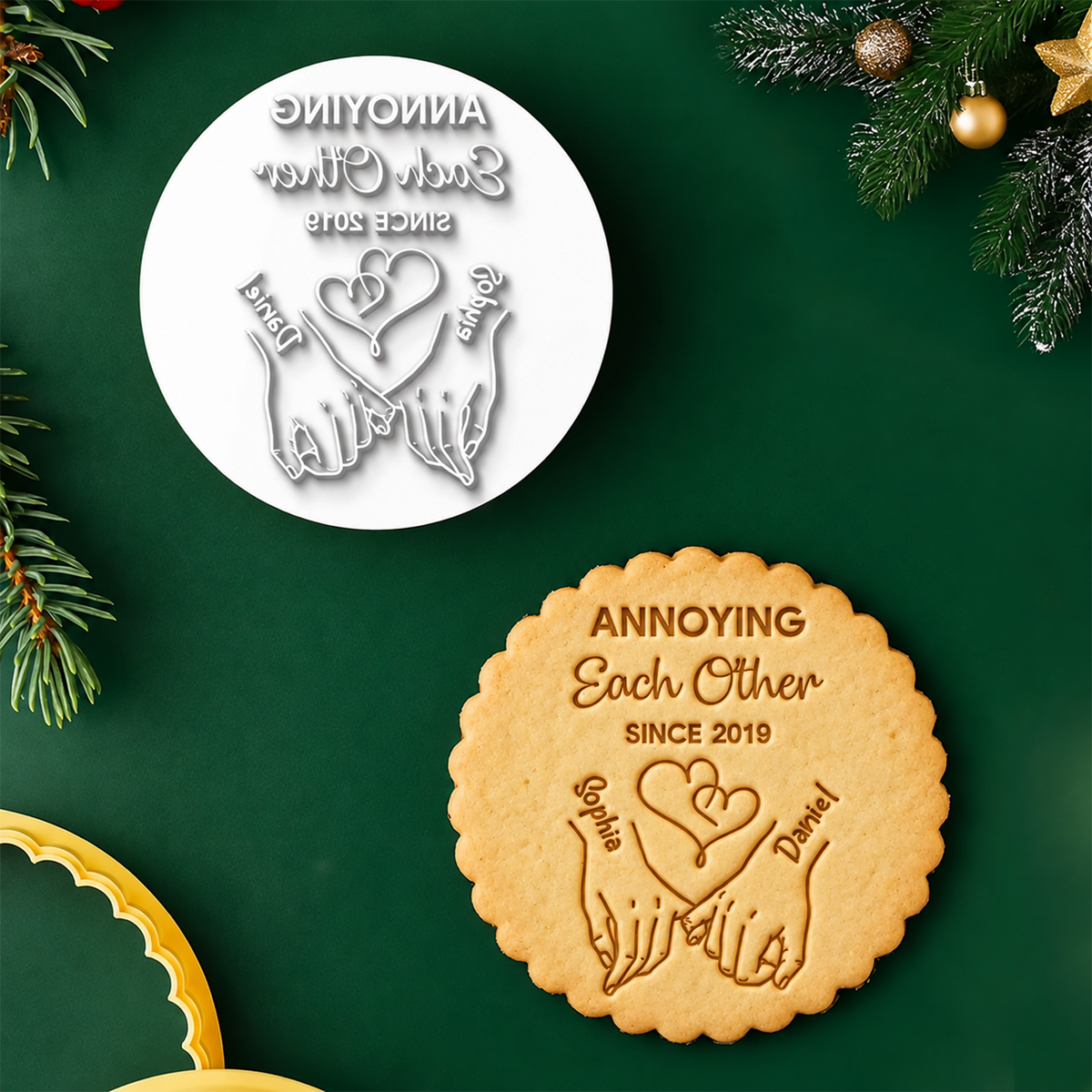Personalized Couple Hands Cookie Stamp, Romantic Baking Gift HO82 904168