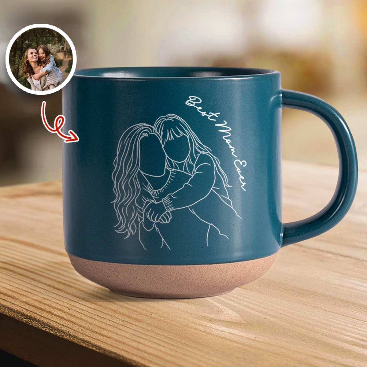 Personalized Photo Mom Dad Engraved Pottery Mug - Personalized Father’s Day Gift CH07 911398