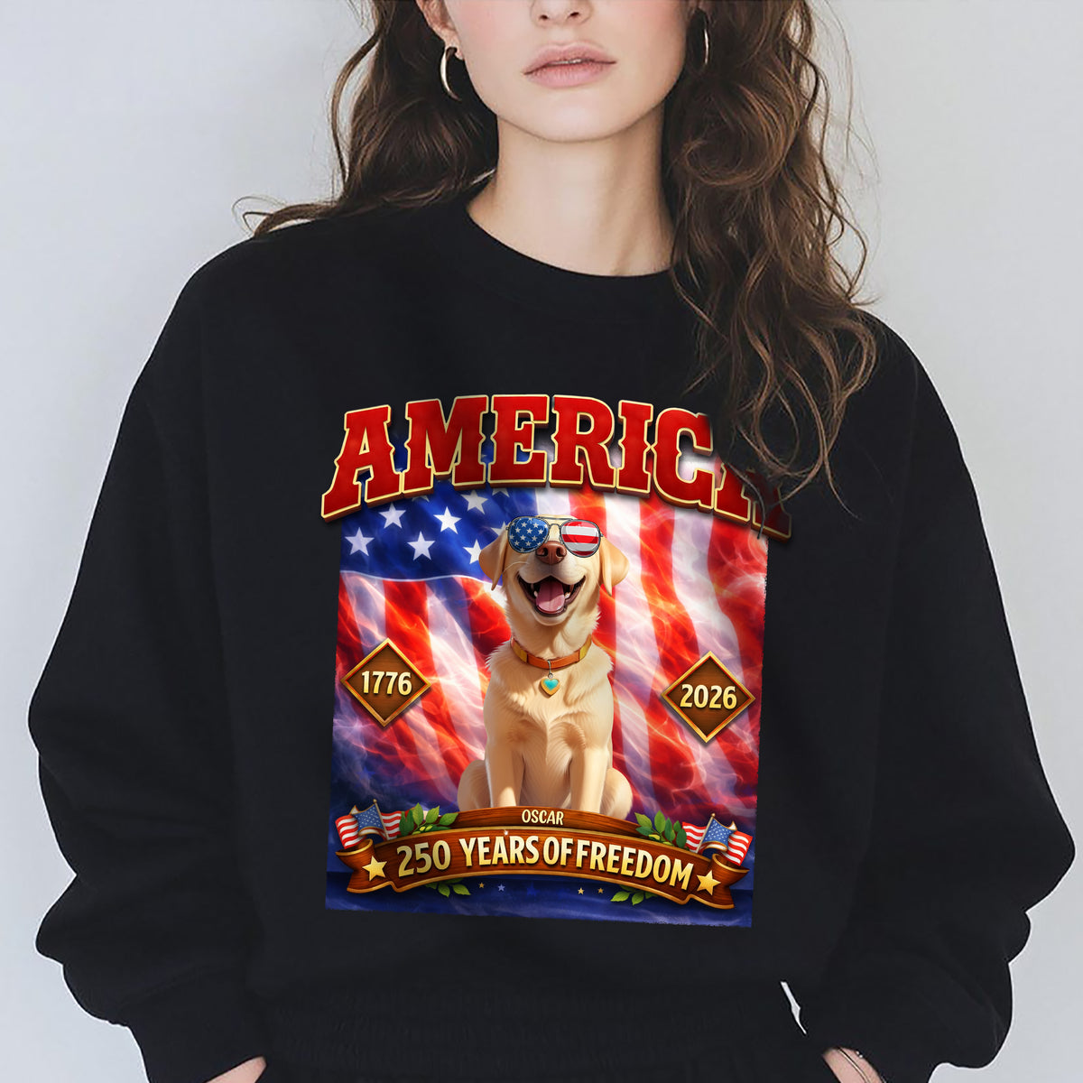 Personalized America 250 Years Of Freedom Dog Dark Shirt HA75 920252