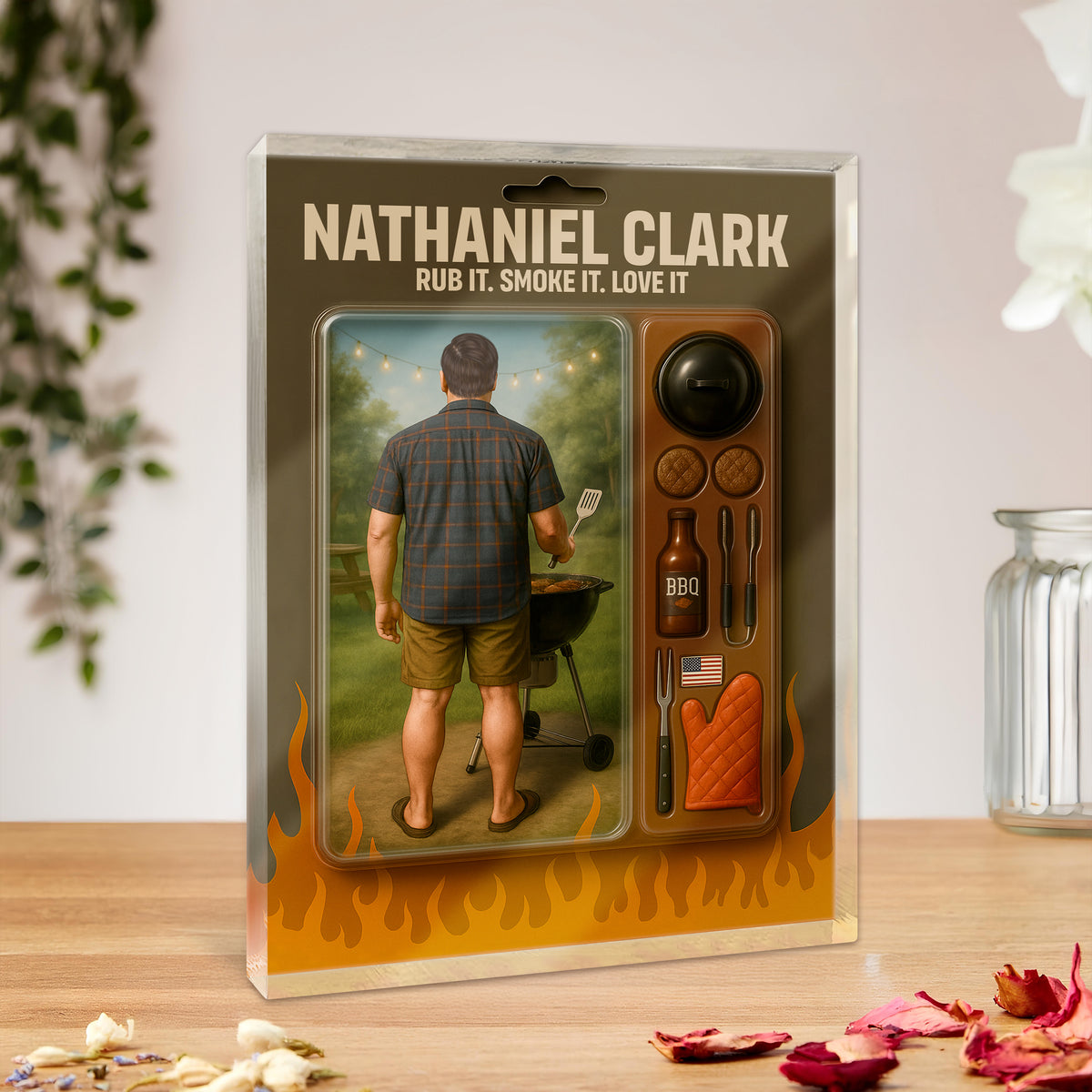 Grilling Master Dad Grandpa Man Realistic Figure Style Acrylic Block Plaque Personalized Gift For Father's Day HO82 893812