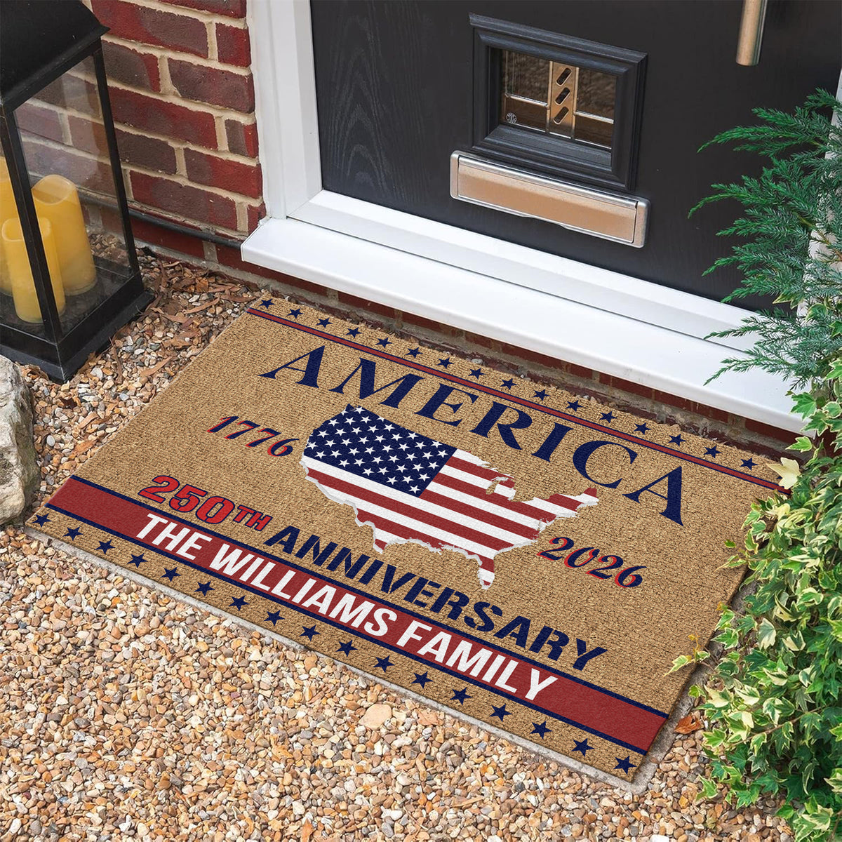 Personalized Family Name America 250th Anniversary Doormat HA75 898942