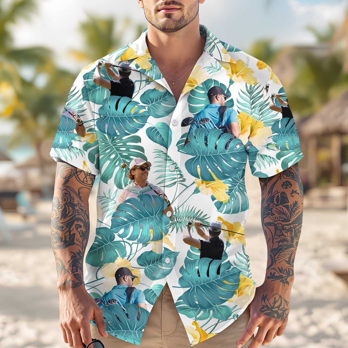 Custom Funny Golfer Face Tropical Hawaiian Shirt - Personalized Gift for Golfer LM32 897489