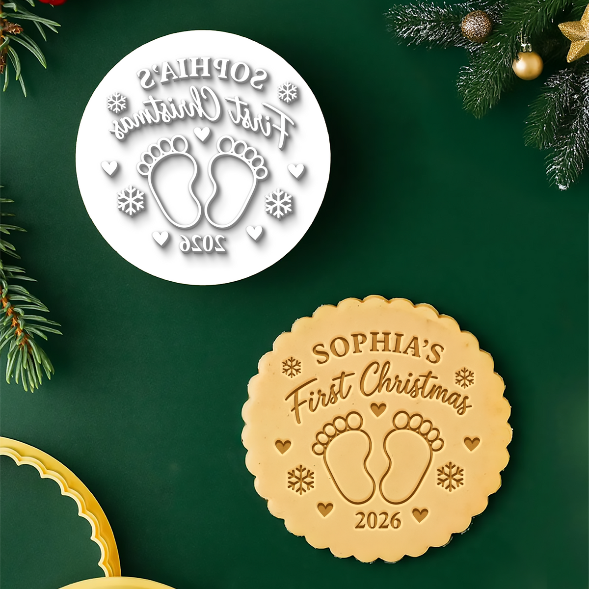 Personalized Name Baby's First Christmas Cookie Stamp HA75 919360