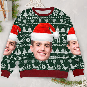 Custom Face Photo With Christmas Pattern Ugly Christmas Sweater TH10 891597