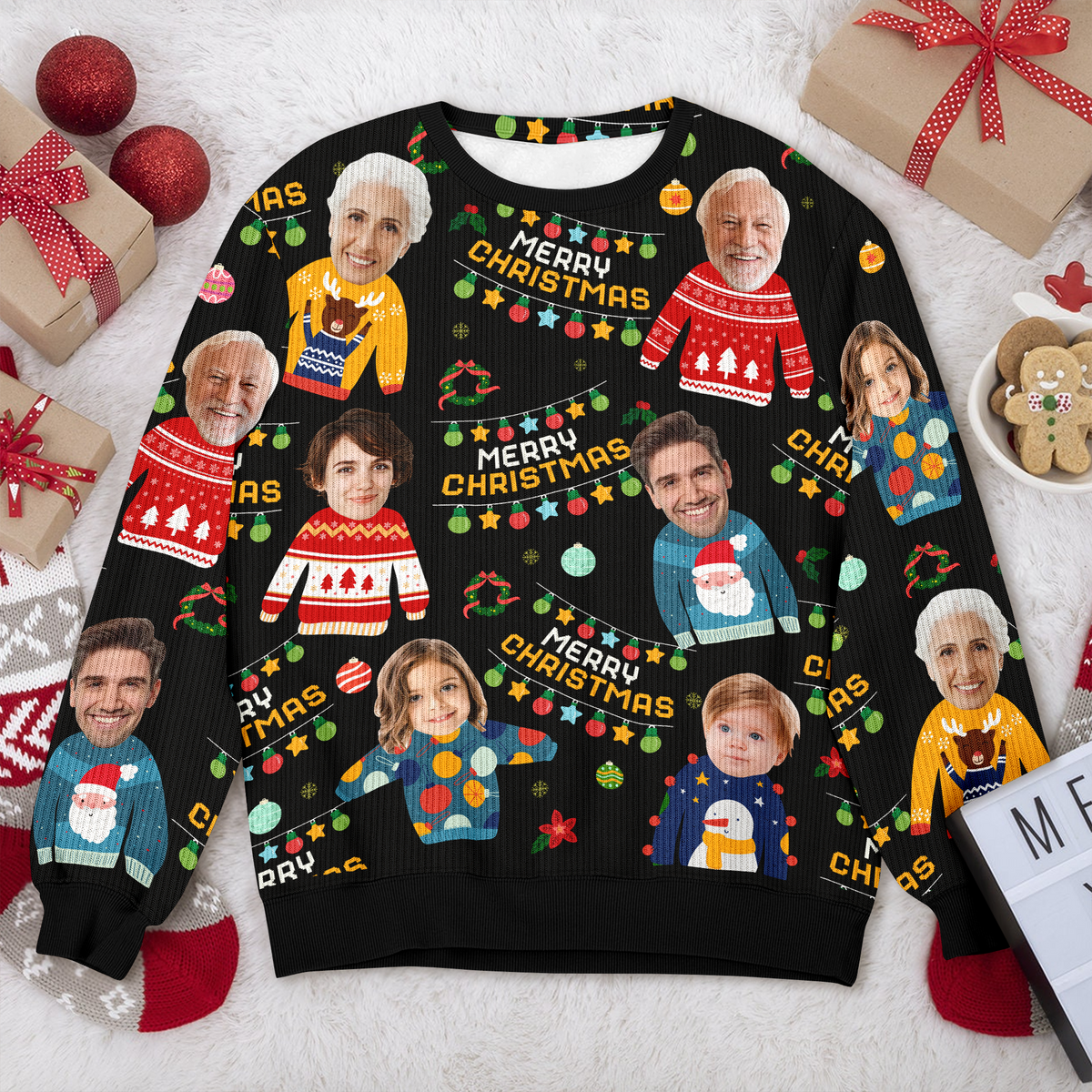 Custom Family Photo Merry Christmas Funny Ugly Sweater CH07 896998