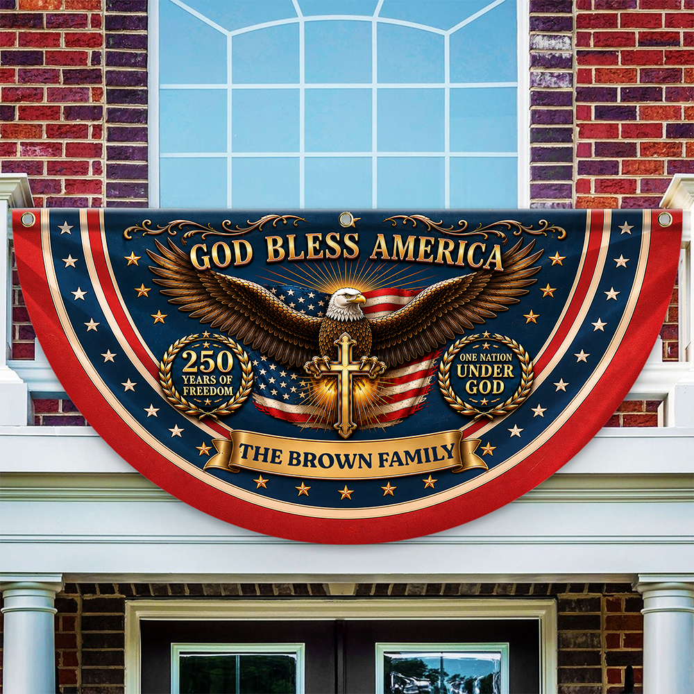 Personalized God Bless America 250 Years Of Freedom Non-Pleated Fan Flag LM32 669289