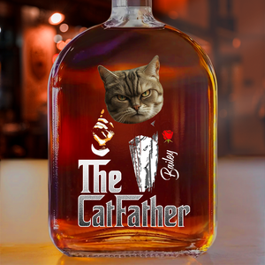 Custom Photo The Catfather Gentlemen Cat Whiskey Bottle Cat Lovers Gift HO82 894050