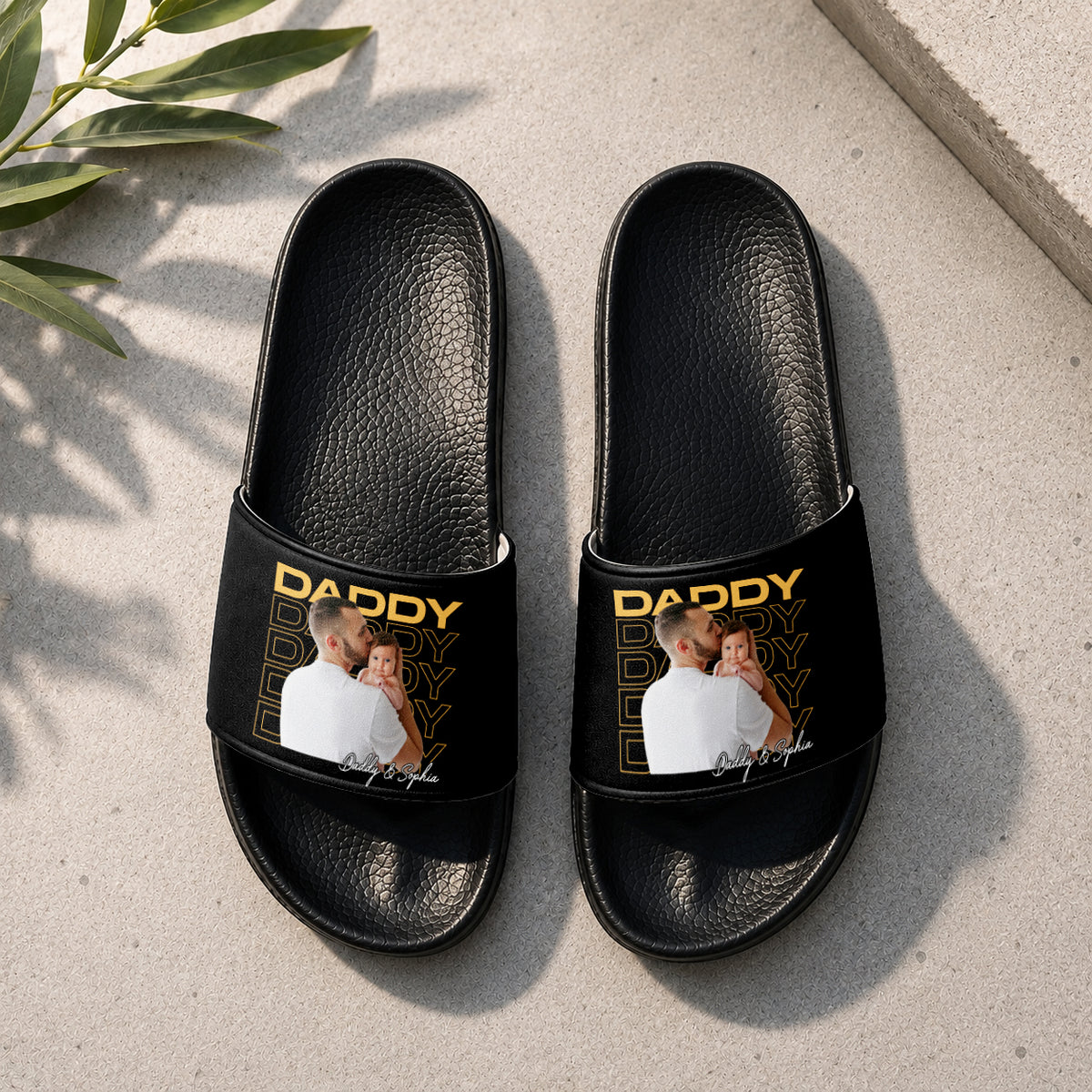 Custom Photo Dad Grandpa Title Personalized Slide Sandals - Gift For Dad Mom, Father's Day HA75 921490