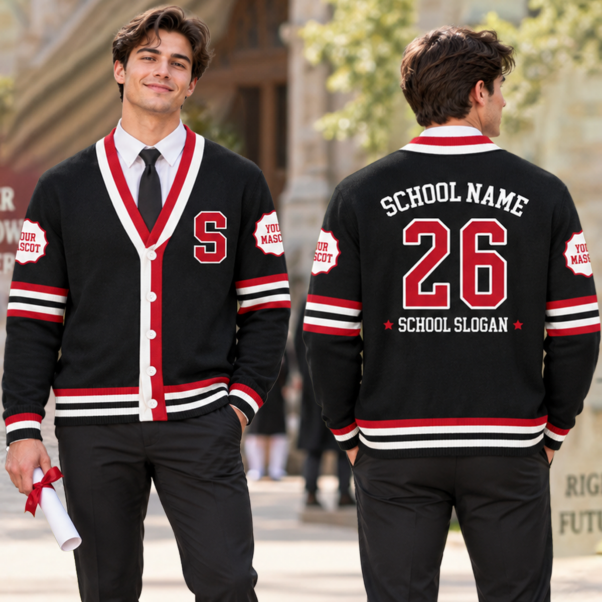Personalized School Spirit V-neck Cardigan HO82 903590