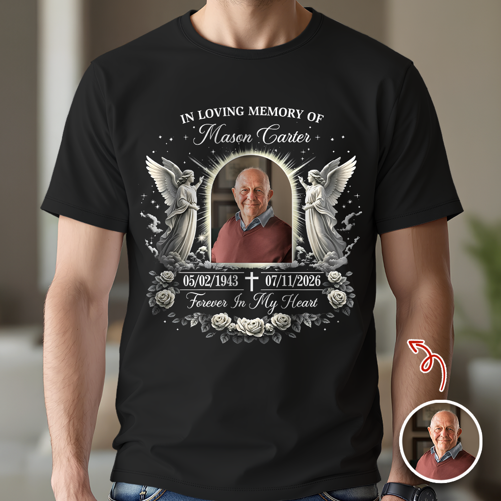 Custom Photo In Loving Memory Memorial Dark Shirt CH07 180166