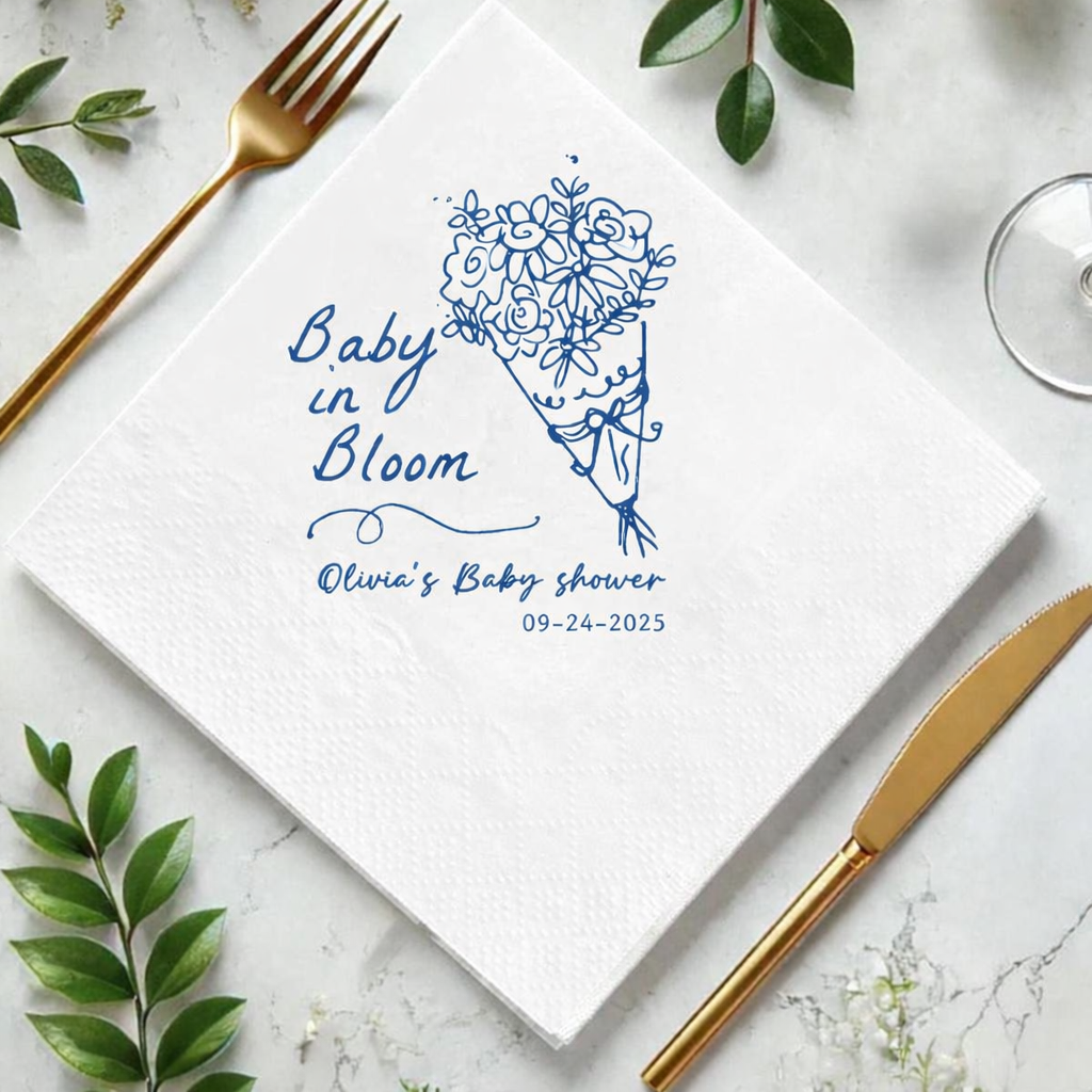 Personalized Baby Name Floral Baby in Bloom Party Beverage Cocktail Napkins LM32 899823
