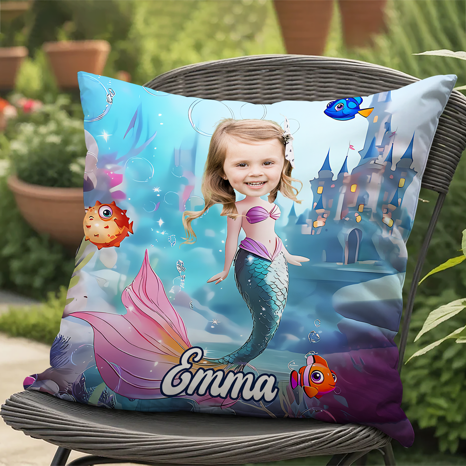 Custom Kid Photo Mermaid Princess Pillow Gifts for Girls CH07 896476