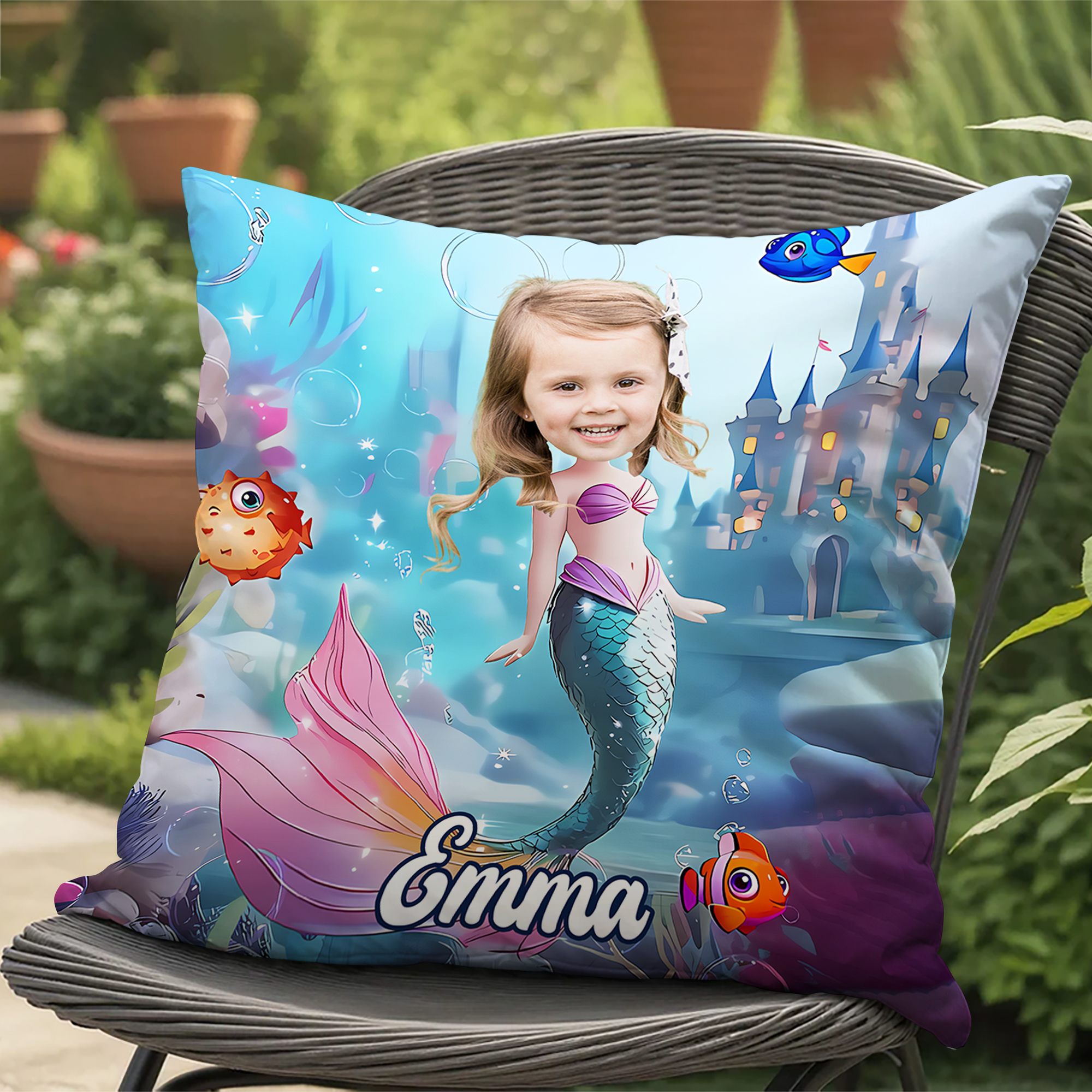 Custom Kid Photo Mermaid Princess Pillow Gifts for Girls CH07 896476