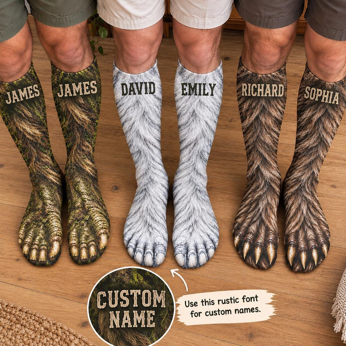 Personalized Name Funny Bigfoot 3D Animal Feet Socks – Gag Gift For Friend LM32 670669