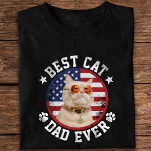 Custom Photo Best Dog Dad Ever With US Flag Dark Shirt HA75 892526