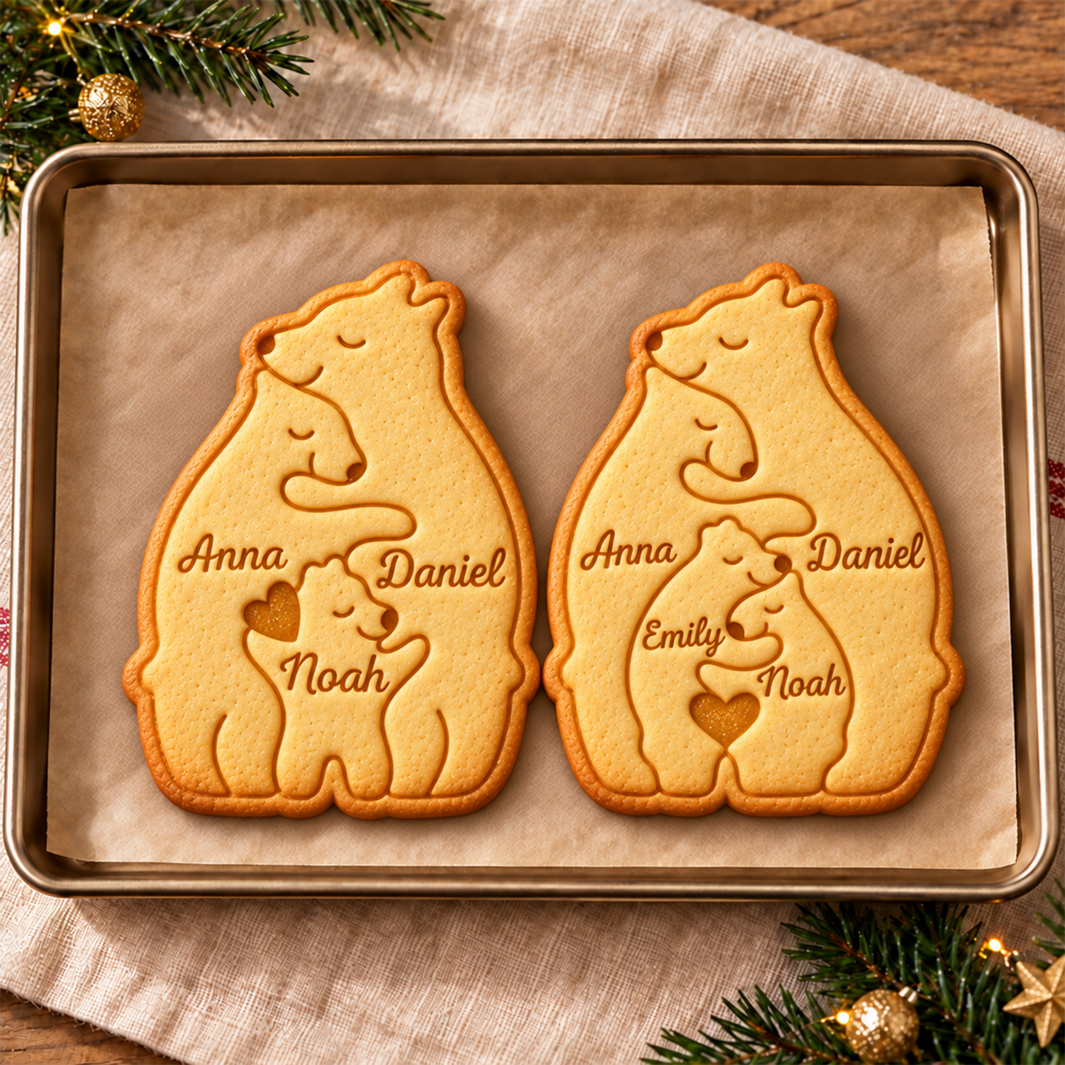 Custom Bear Family Shaped Cookie Stamp, Personalized Baking Accessory HO82 904174