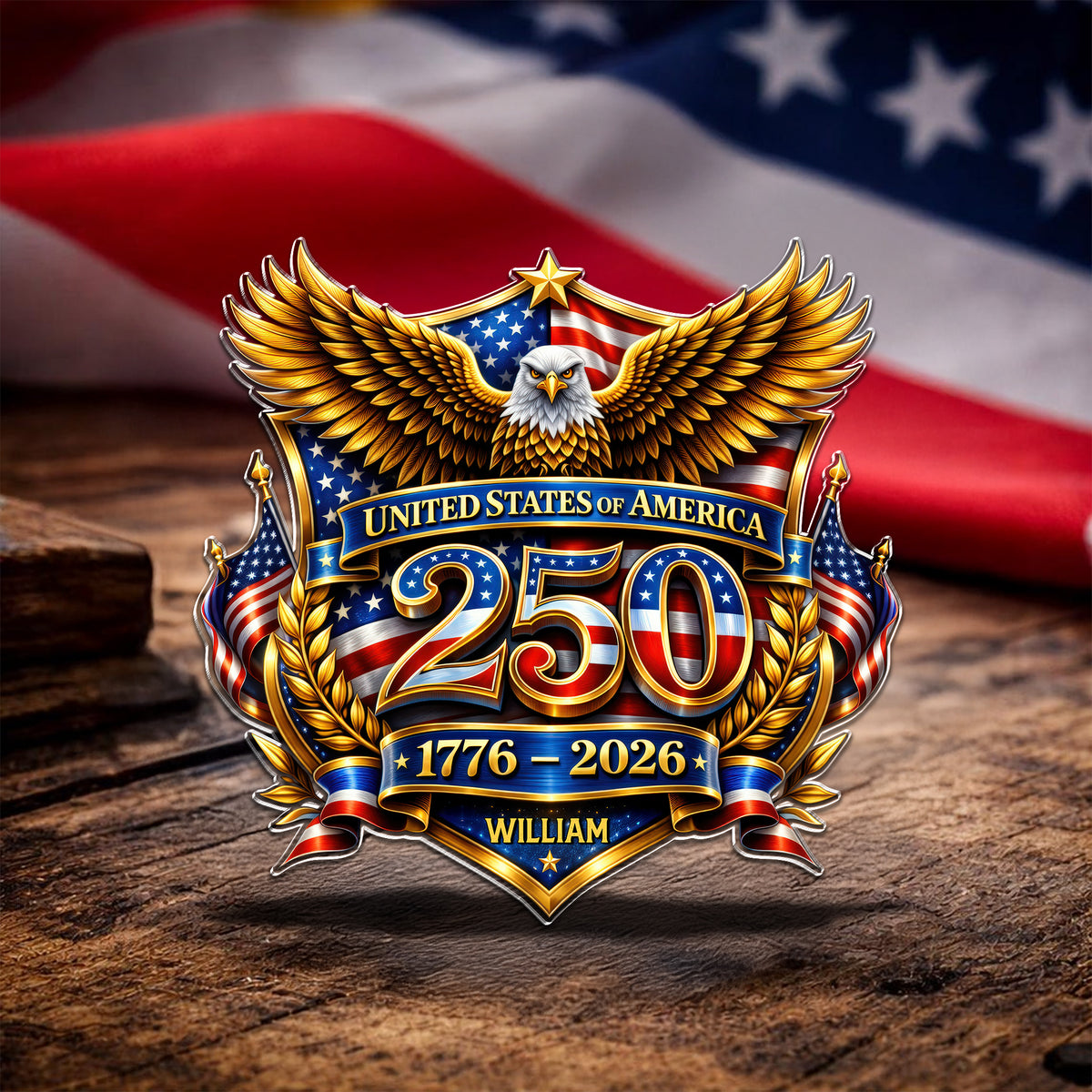 Personalized America 250th Anniversary Patriot Eagle Acrylic Pin HA75 920980
