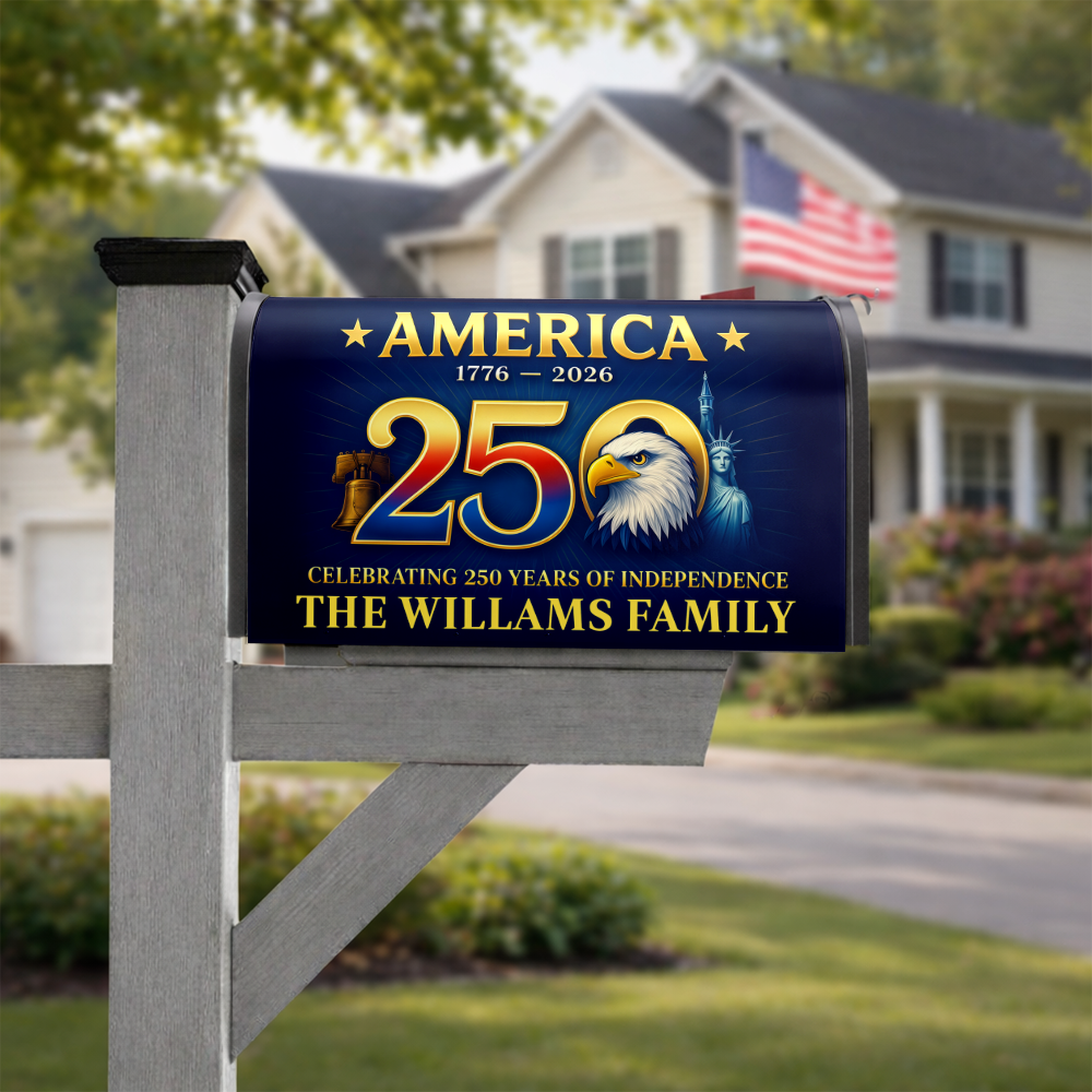 Custom Family Name 250 Years Of Independence Patriotic Mailbox Cover HA75 898814