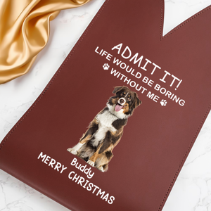Custom Dog Cat Photo Life Would Be Boring Without Me Christmas Leather Wine Bag LM32 893871