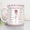 God Says You Are Christian Gift Toile De Jouy Birth Flower - Personalized Mug TH10 894797