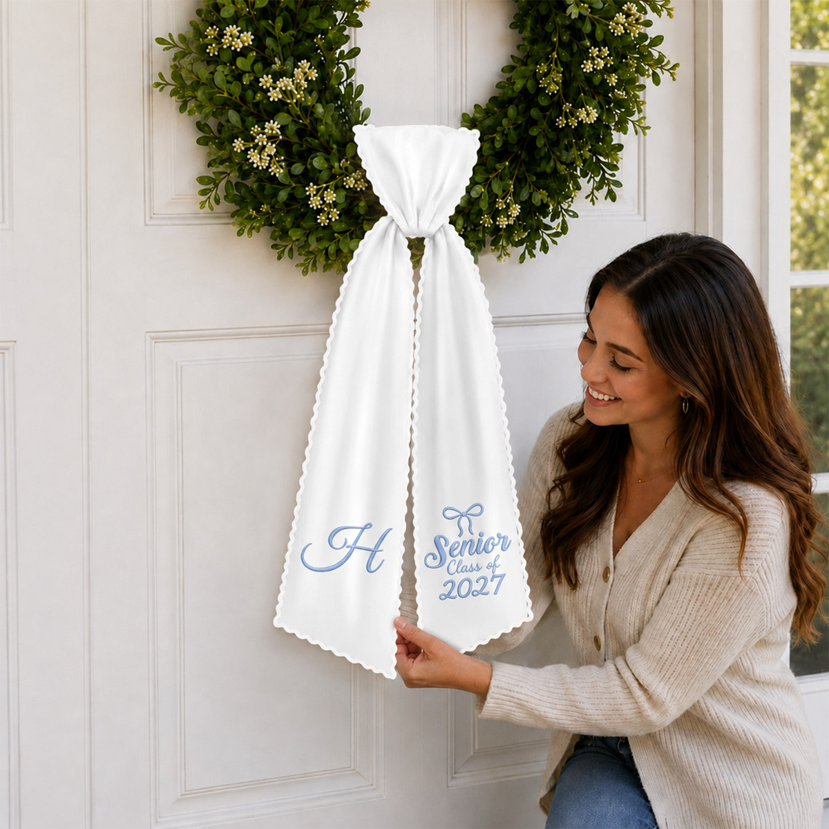 Personalized Custom Name Senior Class Of 2027 Embroidered Wreath Sash TH10 170971