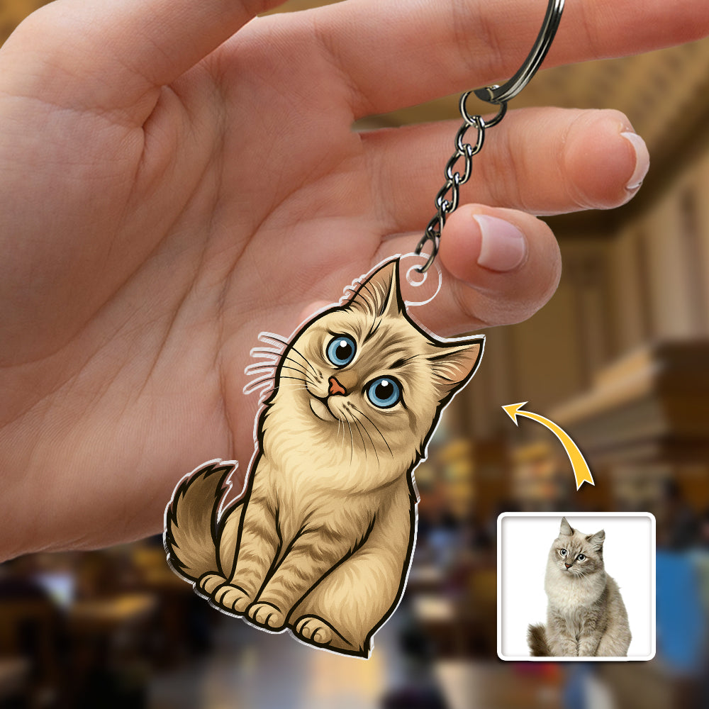 Custom Dog Cat Cartoon Photo Acrylic Keychain For Dog Lovers Cat Lovers CH07 896446