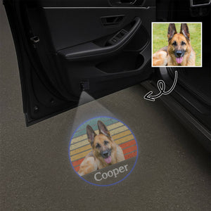 Custom Dog Photo With Vintage Retro Style Car Door Projector Light HO82 894360