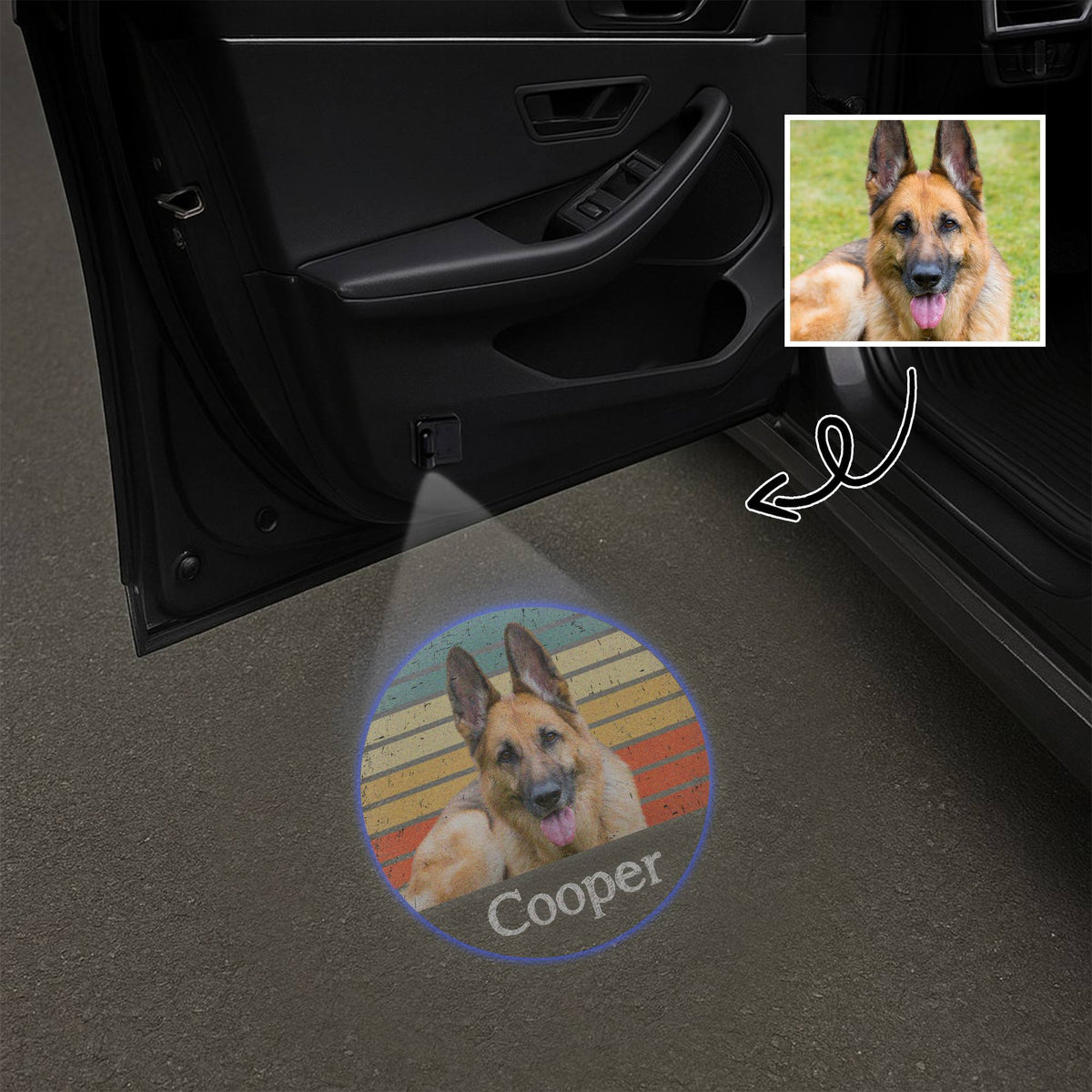 Custom Dog Photo With Vintage Retro Style Car Door Projector Light HO82 894360