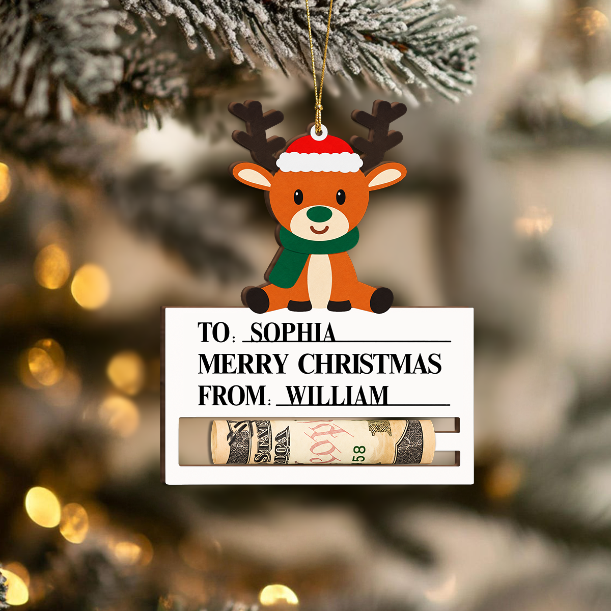 Custom Name Wood Money Holder Ornament Christmas Gift for Kids HO82 903928