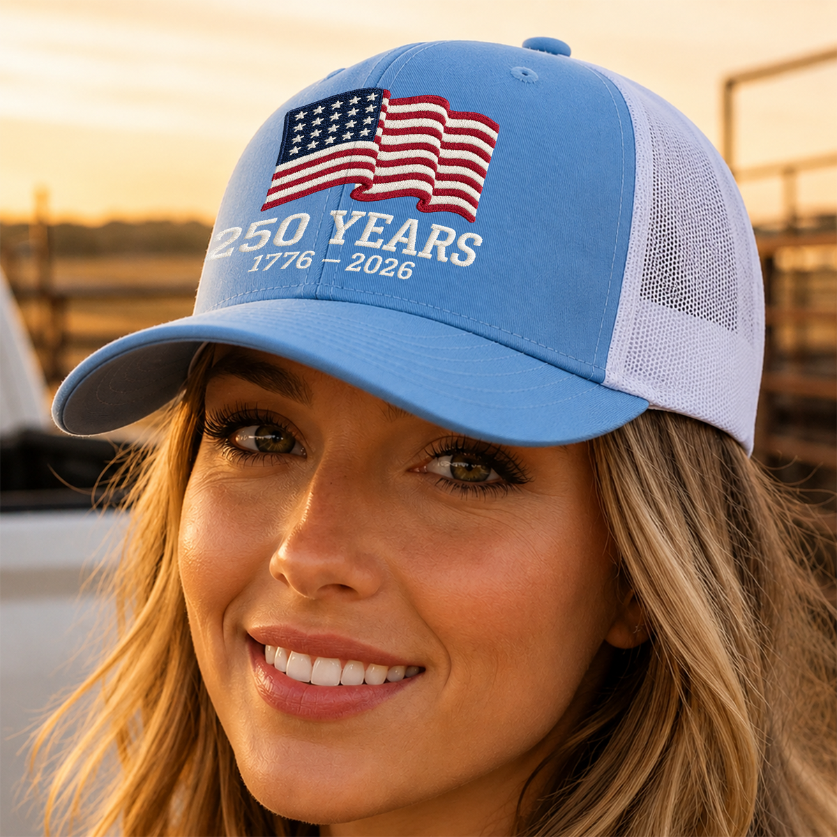 America Flag 250 Years Anniversary  1776-2026 Embroidered Trucker Hat CH07 911912