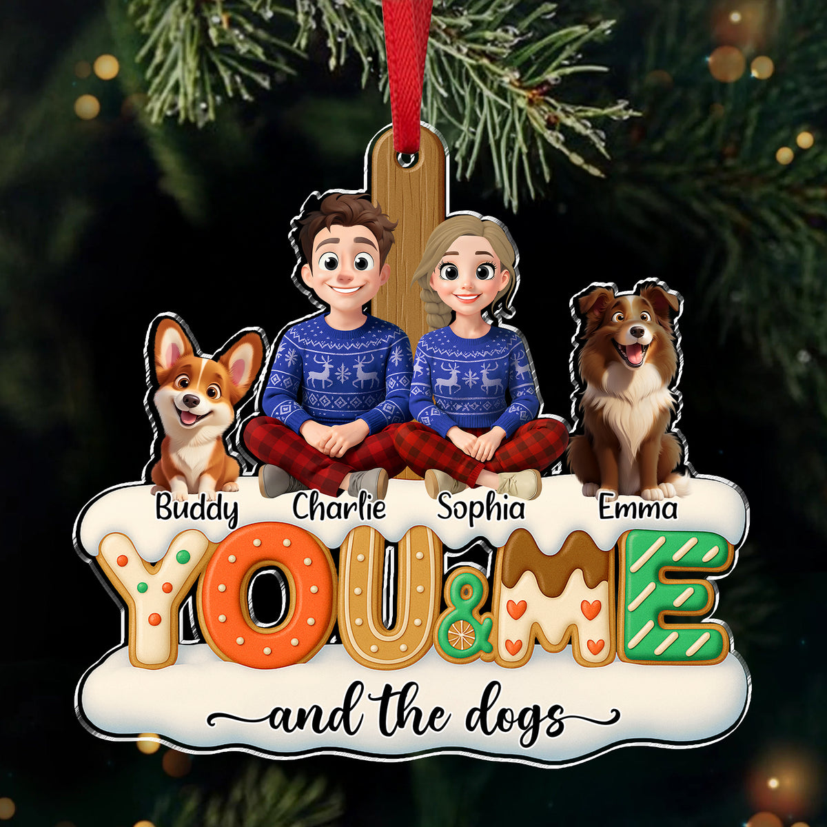You & Me And Lovely Dog Acrylic Ornament Personalized Gift For Dog Lovers HO82 900216