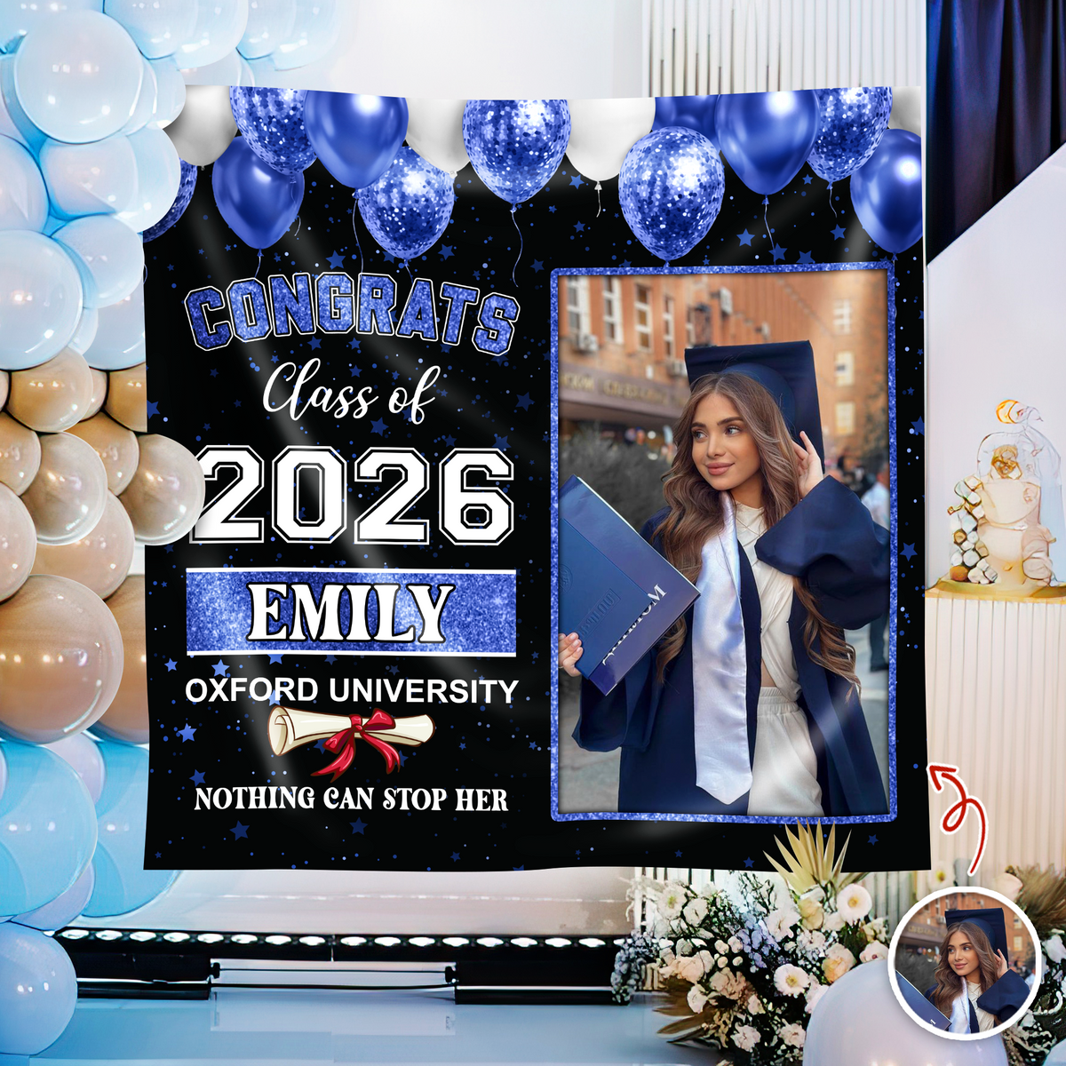 Custom Photo Congrats Class of 2026 Backdrop For Grad Party Decorations CH07 910864