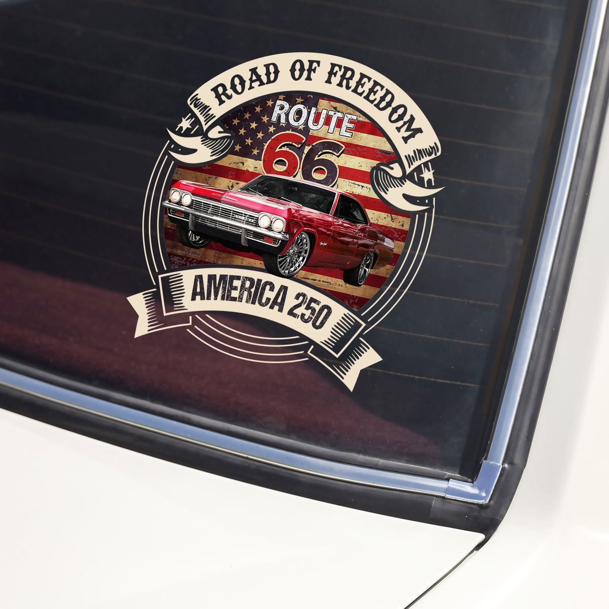 Custom Car  Photo Route 66 Road Of Freedom American 250 Car Window Decal Sticker TH10 898501